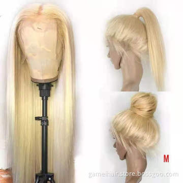 Natural blonde 613 full lace wig virgin hair pre plucked lace front wig brazilian human hair qingdao wigs for black women